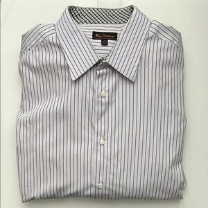 Ben Sherman Men's Long Sleeve Striped Shirt - Black and White - XL